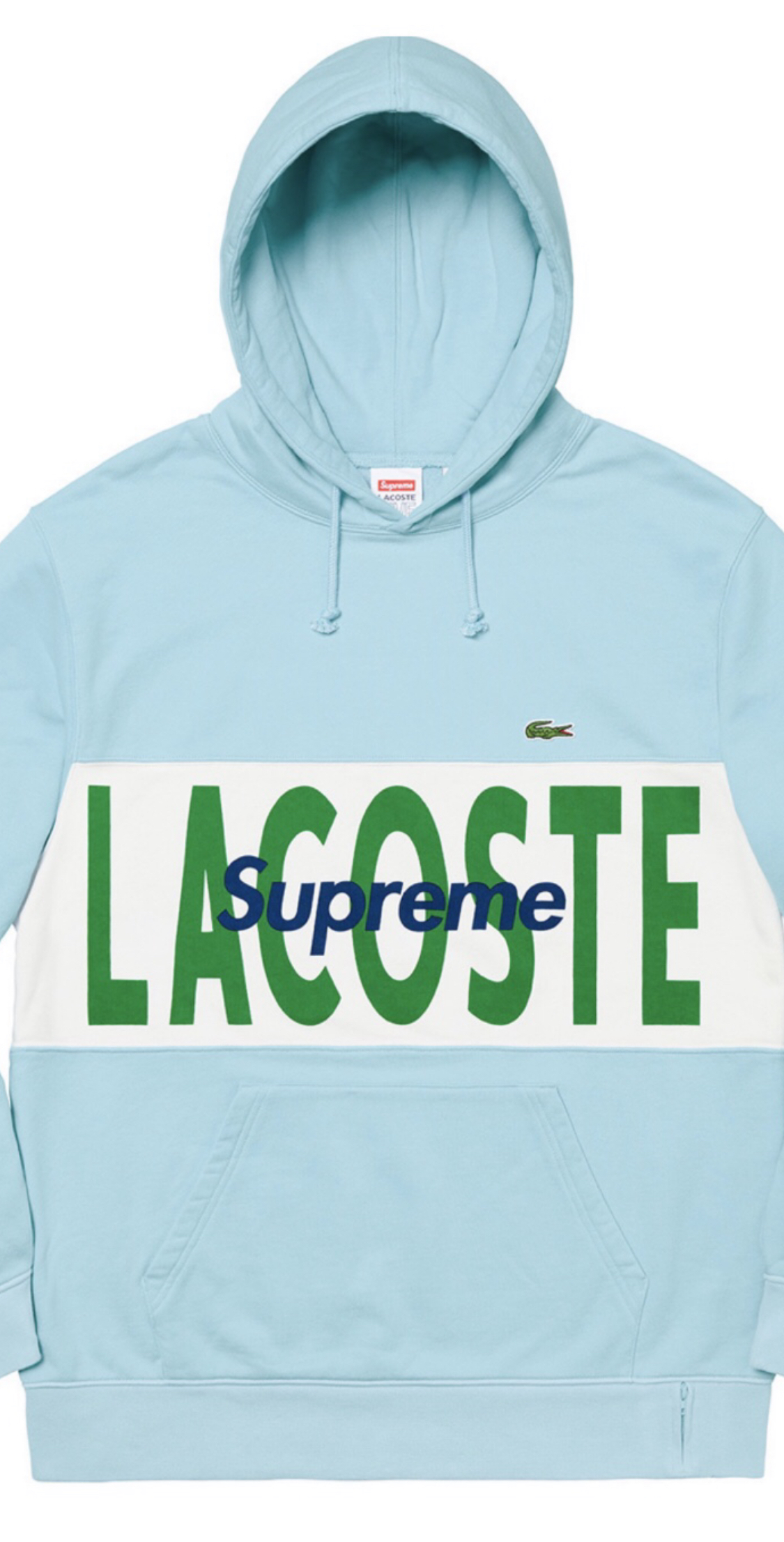 Supreme®/LACOSTE Logo Panel Hooded Sweatshirt – Light Blue - AuthentKicks