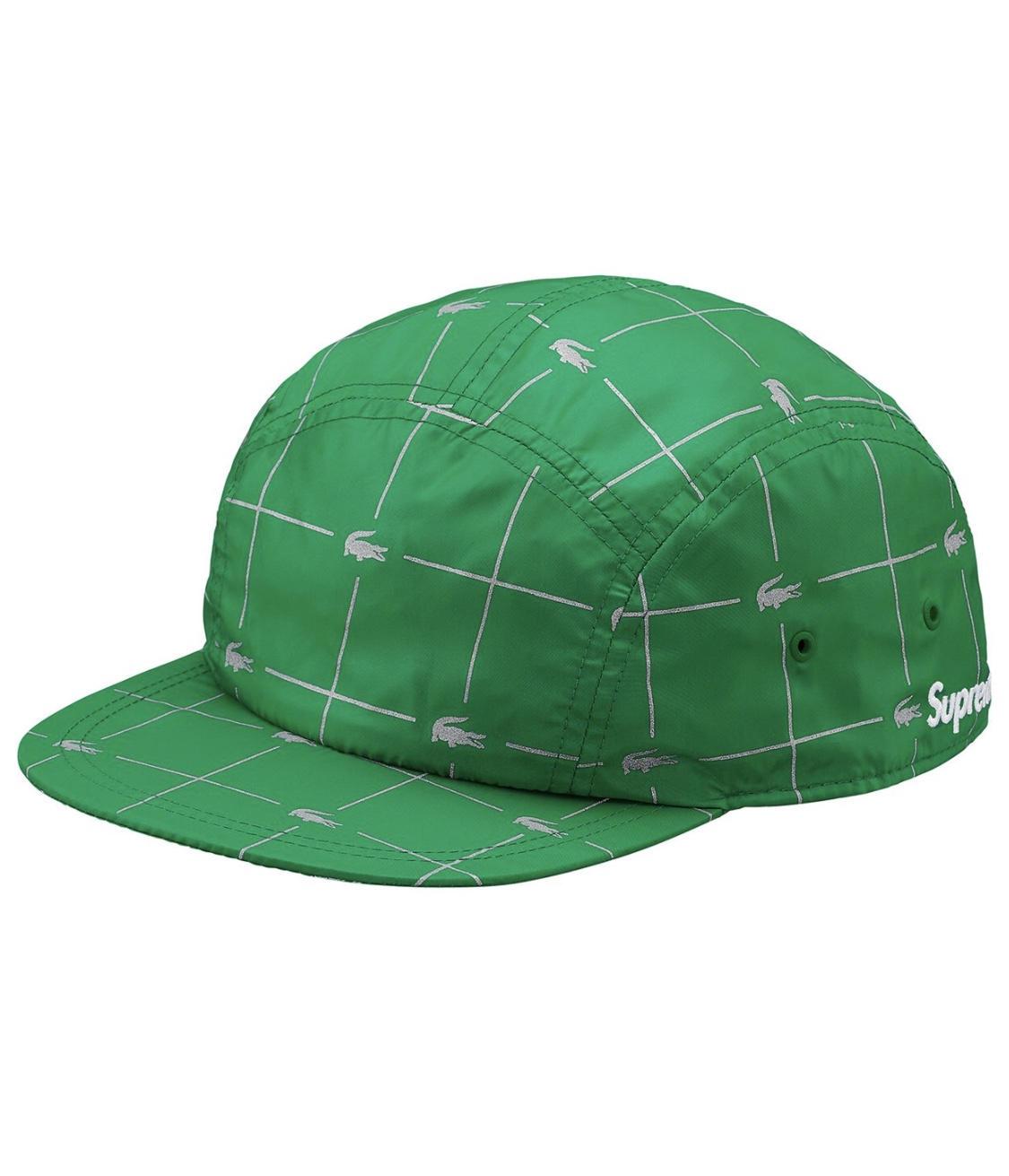 supreme lacoste reflective grid nylon camp cap black