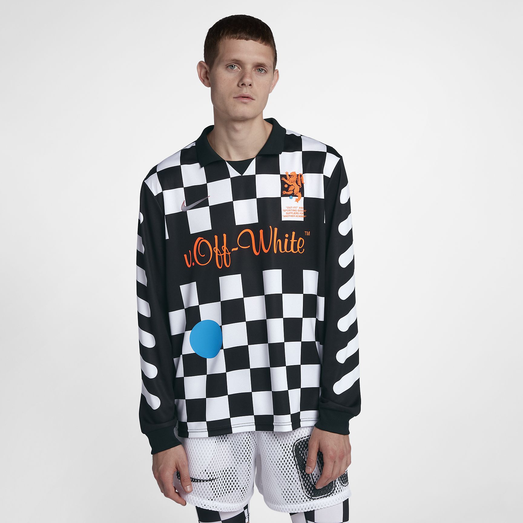 Nike X OFF WHITE Away Men's Soccer Jersey - Black/White/Total Orange