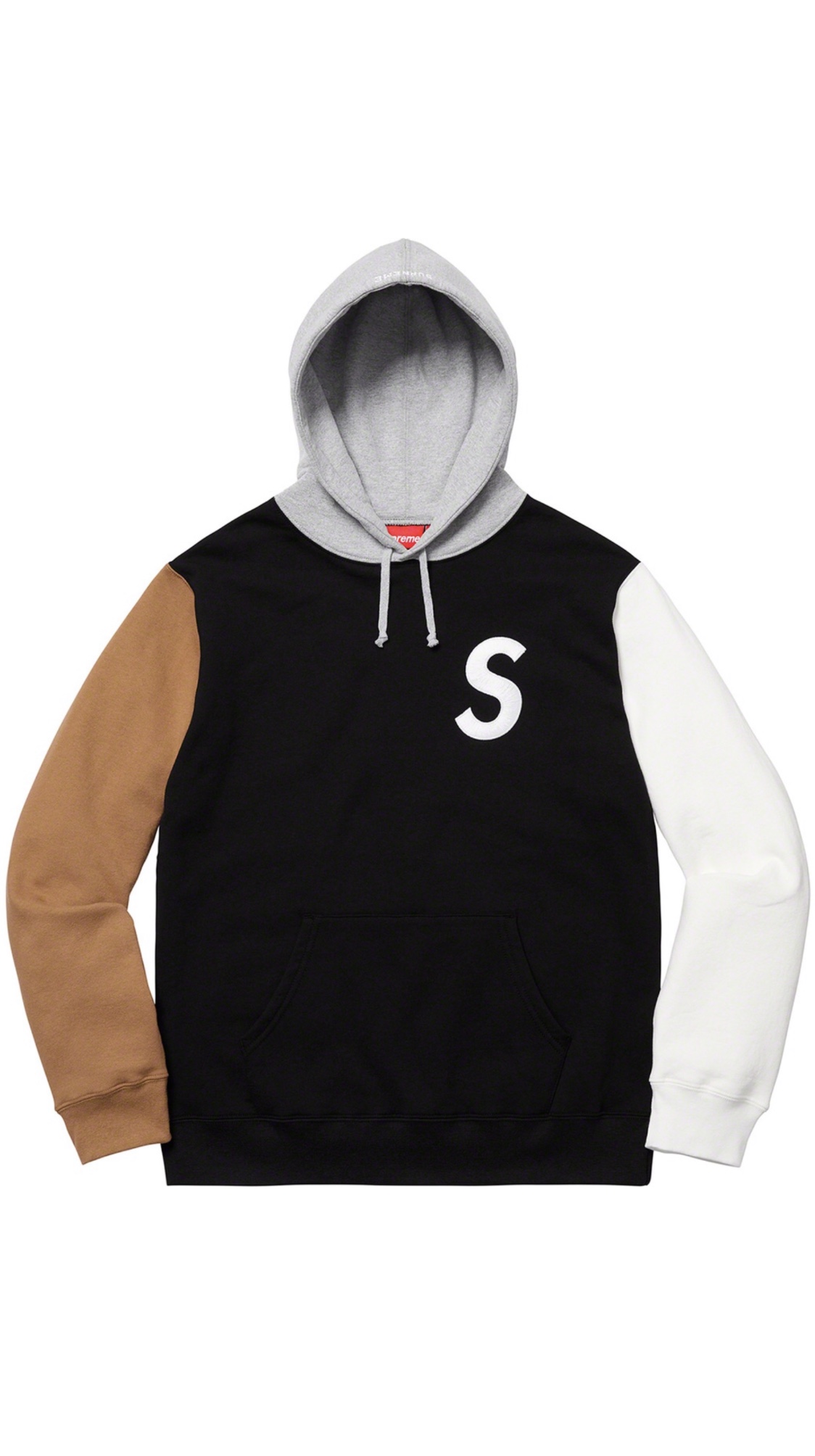 Supreme S Logo Colorblocked Hooded Sweatshirt - Black