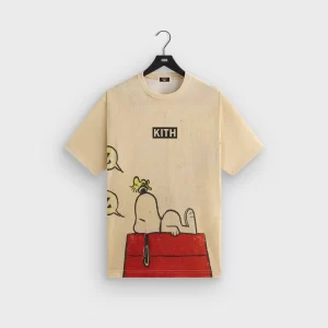 Kith for Peanuts Sleeping Doghouse Comic Vintage Tee - Sandrift
